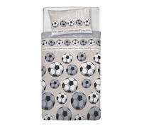 PENSIERI DELICATI Single Duvet Cover Set, 100% Cotton, Complete with 155 x 200 cm Bag and 1 Pillowcase 52 x 82 cm, Made in Italy, Duvet Cover Machine Washable At 40 Degrees, Grey Football Design