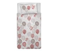 PENSIERI DELICATI Single Duvet Cover Set, 100% Cotton, Complete with 155 x 200 cm Bag and 1 Pillowcase 52 x 82 cm, Made in Italy, Duvet Cover Machine Washable At 40 Degrees, Red Balloons Design