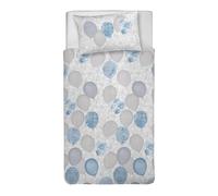 PENSIERI DELICATI Single Duvet Cover Set, 100% Cotton, Complete with 155 x 200 cm Bag and 1 Pillowcase 52 x 82 cm, Made in Italy, Duvet Cover Machine Washable At 40 Degrees, Blue Balloons Design
