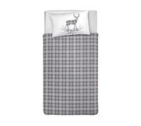 PENSIERI DELICATI Single Duvet Cover Set 100% Cotton, Complete with Bag 155 x 200 cm and 1 Pillowcase 52 x 82 cm, Made in Italy, Duvet Cover Washable In Machine At 40 °, Grey Tartan Pattern