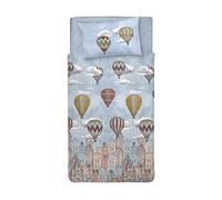 PENSIERI DELICATI Single Duvet Cover Set 100% Cotton, Complete with Sack 155 x 200 cm and 1 Pillowcase 52 x 82 cm, Made in Italy, Duvet Cover Washable In Machine At 40 °, Pattern Flying Orange