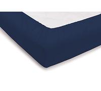 PENSIERI DELICATI Single Fitted Sheet 90 x 200 cm, Plain Fitted Sheet +25 Made of 100% Cotton, Made in Italy, Blue