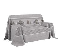 PENSIERI DELICATI Sofa Cover 180 x 290 cm, Made in Italy, 100% Pure Cotton, Beige Chalet Pattern, Ideal as a Furniture, Sofa or Summer Bedspread (Single Bed)