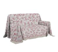 PENSIERI DELICATI Sofa Cover 180 x 290 cm, Made in Italy, 100% Pure Cotton, Navy Red Pattern, Ideal as a Furnishing Blanket, Sofa or Summer Bedspread (Single Bed)
