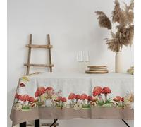 PENSIERI DELICATI, Tablecloth 145 x 190 cm, 100% Panama Cotton Table Cover for 6 People, Digital Print in High Resolution, Gnometti Pattern, Rectangular Tablecloth