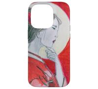 Pensive Asian Woman and Moon Case for iPhone 14 Pro