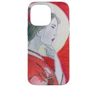 Pensive Asian Woman and Moon Case for iPhone 14 Pro Max