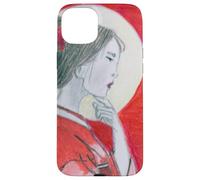 Pensive Asian Woman and Moon Case for iPhone 15 Plus