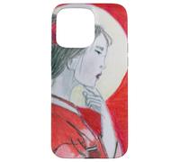Pensive Asian Woman and Moon Case for iPhone 15 Pro Max