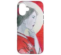 Pensive Asian Woman and Moon Case for iPhone 16