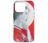 Pensive Asian Woman and Moon Case for iPhone 16 Pro