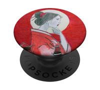 Pensive Asian Woman and Moon PopSockets Adhesive PopGrip