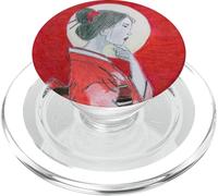 Pensive Asian Woman and Moon PopSockets PopGrip for MagSafe
