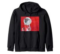 Pensive Asian Woman and Moon Zip Hoodie