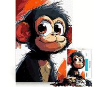 Pensive Monkey 1000 Piece Jigsaw Puzzles for Adults Jigsaw Mind Puzzle Mind Calm Art Assembly Unique Gift (50x75cm)