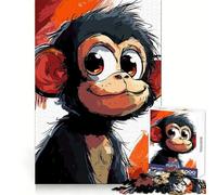 Pensive Monkey Adult Jigsaw Puzzles 1000 Pieces Brain Workout Toy Casual Relax Image Assembly Artistic Gift (38x26cm)
