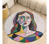 Pensive Woman Round Absorbent Doormat Non-Slip Welcome Mat - Washable Kitchen Rugs for Entryway, Front Door, Indoor/Outdoor Use, Bedroom, Kitchen, Porch Decor 60 * 60cm