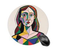 Pensive Woman Round Mouse Pad 7.8 Inch, Portable Gaming Mouse Mat with Non-Slip Rubber Base & Smooth Surface, Waterproof Mousepad for PC, Laptop, Computer, Office, Home