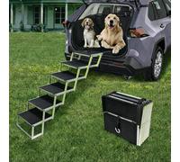 PENSUN Dog Ramps for Small & Big Dogs Portable Folding Pet Stairs with Nonslip Surface Foldable Truck Ramp Stairs for Car, SUV and Trucks， Supports Up to 250LBS，6 Steps (6 Steps)