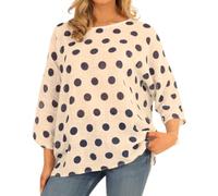 Penta Threads Italian Spotty Crop top Ladies Polka Dotted Shirt Fashion Blouse Round Neck Long Sleeves Casual Wear Beige Top Summer Tops for Women UK Y2k One Size 10-18