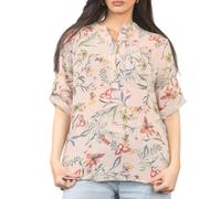 Penta Threads Ladies Italian Floral Print Grandad Shirt Womens Lagenlook Tunic Top Cotton Blouse Long Sleeves Button Front Pocket One Size (8-16) Dusty Pink Summer Tops for Women UK