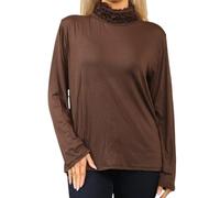 Penta Threads Ladies Italian Ruffle Polo Neck Top Long Sleeve Women Cowl Neck Plain Layering Shirt Lightweight Turtle Neck Pullover One Size UK Fits 8-16 (UK, Alpha, One Size, Regular, Regular, Tan)