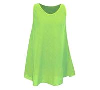 Penta Threads Ladies Italian Vest Tops Summer Tops for Women UK Cotton Linen Sleeveless Blouse Lime Green Scoop Neck Y2K Tank Top One Size Fit UK (10-18)