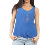 Penta Threads Ladies Italian Vest Tops Summer Tops for Women UK Cotton Linen Sleeveless Blouse Y2K Tank Top One Size Fit UK (8-16) (UK, Alpha, One Size, Regular, Regular, Royal Blue, Ruched Neck)
