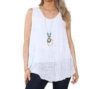 Penta Threads Ladies Italian Vest Tops Summer Tops for Women UK Cotton Sleeveless Blouse Y2K Tank Top One Size Fit UK (8-16) (UK, Alpha, One Size, Regular, Regular, Cotton White, Ruched Neck)