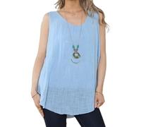 Penta Threads Ladies Italian Vest Tops Summer Tops for Women UK Cotton Sleeveless Blouse Y2K Tank Top One Size Fit UK (8-16) (UK, Alpha, One Size, Regular, Regular, Light Blue, Ruched Neck)