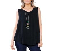 Penta Threads Ladies Italian Vest Tops Summer Tops for Women UK Cotton Sleeveless Blouse Y2K Tank Top One Size Fit UK (8-16) (UK, Alpha, One Size, Regular, Regular, Black, Ruched Neck)
