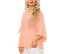 Penta Threads Women's 3/4 Batwing Sleeve Sheer Mesh Knit Jumper Tops Oversized Pullover Casual Coverups Ladies Blouse Loose Fit One Size 10-18 (UK, Numeric, 8, 16, Regular, Regular, Coral, Plain)