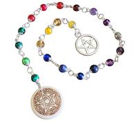 Pentacle Elemental Meditation Beads, Handmade Pagan Engraved Prayer Beads with Gemstone Glass Acrylic Beads Wicca Wiccan Witch Witchcraft