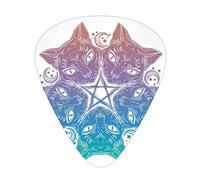Pentacle Guitar Picks 12 Pack Universal ABS Guitar Picks,Heads of s Forming a Mandala Design with Crescent Moon Pentagram Star,for Acoustic and Electric Guitar