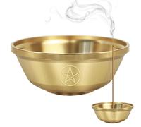 Pentacle Meditation Serving Bowl-Brass Pentagram Dish, Portable Altar Offering Dish, For Ritual Smudging Meditation Yoga Studio Ceremony Mindfulness Practice Tabletop Women Men