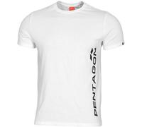 Pentagon Ageron T-Shirt Vertical Logo Cotton Fitness Gym Sport Mens Top White