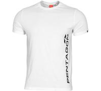 Pentagon Ageron T-Shirt Vertical Logo Cotton Fitness Gym Sport Mens Top White
