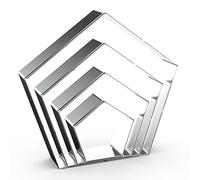 Pentagon Cookie Cutter Set Large - 5 Inch, 4 Inch, 3 Inch, 2 Inch - Geometric Polygon Frame Plaque Cookie Cutters Shapes Molds - Stainless Steel