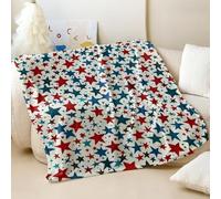 Pentagon Striped Star Print Flannel Blanket - Soft Sofa Throw for Kids and Young Adults, Unlocking the Perfect Blend of Warmth and Creativity (05,75x100cm)