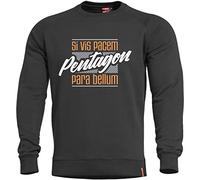Pentagon Sweatshirt Hawk para Bellum K09019, Crew-Neck Capless, Fleece. Black