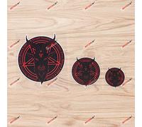 Pentagram Baphomet Devil Satanic Goat Vinyl Decal Sticker - Set of 3 Glossy, 5.1cm, 7.6cm, 12.7cm, Red