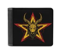 Pentagram Baphomet Goat Demon Slim Wallet Bifold Credit Card Holder Case PU Pouch Purse for Men Women