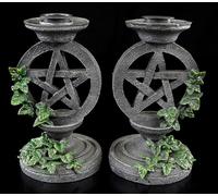 Pentagram Candle Holder with Ivy - 2 Set by Lisa Parker - Fantasy Gothic
