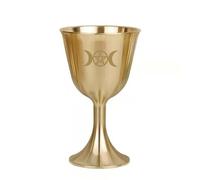 Pentagram Chalice Tall - 80mm Solid Brass Chalice Tumbler | Triple Moon Pentagram Ornament Cup, Ritual 3.1" High PentagrChalice, Copper, Brass Cup, Tarot, Ornament of the