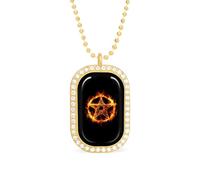 Pentagram Fire And Flames White Shiny Diamond Necklace Square Pendant for Women Jewelry Gift