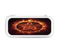 Pentagram Flames Storage Bag Compatible with Switch Portable Carrying Case Protector Bags with 15 Games Accessories