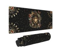 Pentagram Forest Magic Mushroom Witch Constellation Black Mouse Pad XL Extended Desk Mat, Non Slip Rubber Base Stitched Edge Gaming Pc Desktop Large Mice Pad,31.5¡Á11.8 Inch