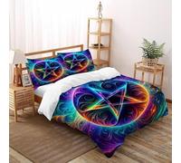 Pentagram Fractal Bedding Set 3D Digital Printing Gothic Themes Duvet Cover Set Microfiber Quilt Cover Universal for All Seasons with Pillow Double（200x200cm）