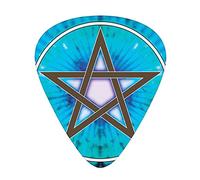 Pentagram Guitar Picks Picks 12 Pack with Thin Box,Pentagram Stand by Circular form on Beam Hand Drawn Pattern,Special Guitar Plectrums Gift Set for Guitarist
