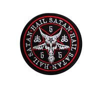 Pentagram Hail Satan, Devil, Lucifer, 666, Occult, Satanic, Demonic, Horror, Goat, Black Metal, Death Gothic, Hell Embroidered Iron on Applique Souvenir Accessory